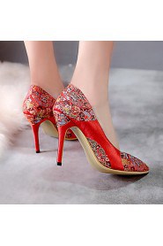 Women's Wedding Shoes Heels / Chinese Vintage Style Pointed Toe Wedding Shoe / Red