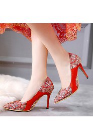 Women's Wedding Shoes Heels / Chinese Vintage Style Pointed Toe Wedding Shoe / Red