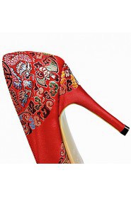 Women's Wedding Shoes Heels / Chinese Vintage Style Pointed Toe Wedding Shoe / Red