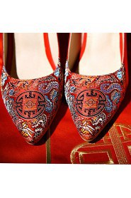 Women's Wedding Shoes Heels / Chinese Vintage Style Pointed Toe Wedding Shoe / Red