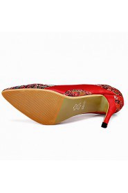 Women's Wedding Shoes Heels / Chinese Vintage Style Pointed Toe Wedding Shoe / Red