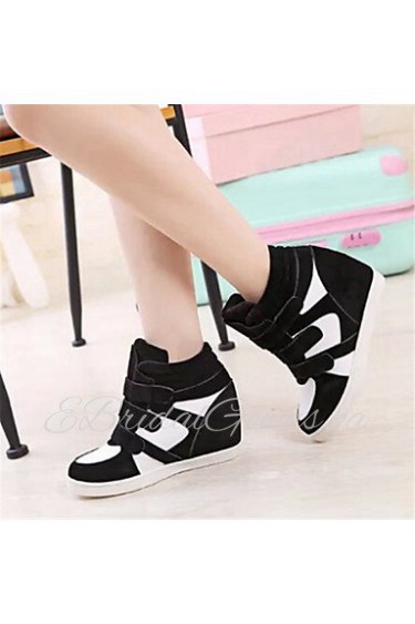 Women's Shoes Fleece Wedge Heel Wedges Fashion Sneakers Outdoor / Casual Black / Red