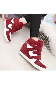 Women's Shoes Fleece Wedge Heel Wedges Fashion Sneakers Outdoor / Casual Black / Red