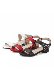 Women's Shoes Leatherette Chunky Heel Peep Toe Sandals Outdoor / Office & Career / Party & Evening Black / Red / White