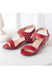 Women's Shoes Leatherette Chunky Heel Peep Toe Sandals Outdoor / Office & Career / Party & Evening Black / Red / White