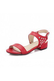 Women's Shoes Leatherette Chunky Heel Peep Toe Sandals Outdoor / Office & Career / Party & Evening Black / Red / White