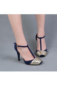 Women's Shoes Fabric Stiletto Heel Heels / Square Toe Sandals Party & Evening / Dress / Casual Blue / Black and Gold /