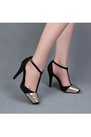 Women's Shoes Fabric Stiletto Heel Heels / Square Toe Sandals Party & Evening / Dress / Casual Blue / Black and Gold /