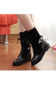 Women's Shoes Leatherette Wedge Heel Fashion Boots Boots Outdoor / Casual Black / Yellow / Burgundy