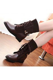 Women's Shoes Leatherette Wedge Heel Fashion Boots Boots Outdoor / Casual Black / Yellow / Burgundy