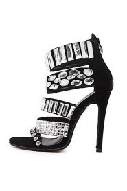 Women's Shoes Synthetic Stiletto Heel Platform / Open Toe Sandals Party & Evening / Dress Black