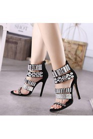 Women's Shoes Synthetic Stiletto Heel Platform / Open Toe Sandals Party & Evening / Dress Black