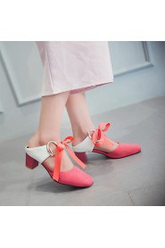 Women's Shoes Chunky Heel Heels / Slippers / Square Toe Heels Casual Black / Pink / Red / Gray / Orange