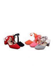 Women's Shoes Chunky Heel Heels / Slippers / Square Toe Heels Casual Black / Pink / Red / Gray / Orange