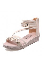 Women's Shoes Wedge Heel Wedges / Ankle Strap Sandals Party & Evening / Dress / Casual Blue / Pink / Beige