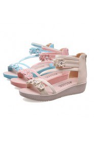 Women's Shoes Wedge Heel Wedges / Ankle Strap Sandals Party & Evening / Dress / Casual Blue / Pink / Beige