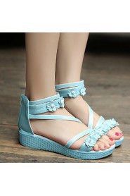 Women's Shoes Wedge Heel Wedges / Ankle Strap Sandals Party & Evening / Dress / Casual Blue / Pink / Beige