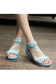 Women's Shoes Wedge Heel Wedges / Ankle Strap Sandals Party & Evening / Dress / Casual Blue / Pink / Beige