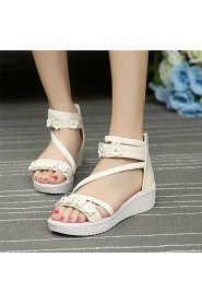 Women's Shoes Wedge Heel Wedges / Ankle Strap Sandals Party & Evening / Dress / Casual Blue / Pink / Beige