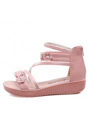 Women's Shoes Wedge Heel Wedges / Ankle Strap Sandals Party & Evening / Dress / Casual Blue / Pink / Beige