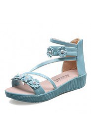 Women's Shoes Wedge Heel Wedges / Ankle Strap Sandals Party & Evening / Dress / Casual Blue / Pink / Beige