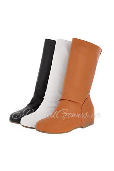 Women's Flat Heel Mid-Calf Boots Shoes(More Colors)