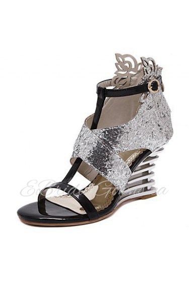 Women's Shoes Wedge Heel Wedges / Open Toe Sandals Wedding / Office & Career / Party & Evening / Dress Silver / Gold