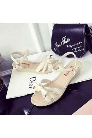 Women's Shoes Leatherette Wedge Heel Peep Toe / Round Toe Sandals Outdoor / Casual Blue / Beige