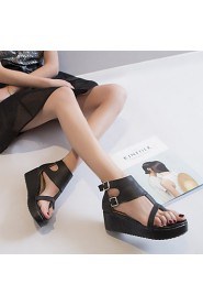 Women's Shoes Wedge Heel Wedges/Slingback Sandals Dress/Casual Black/White