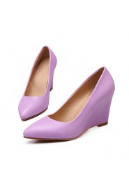 Women's Shoes Leatherette Wedge Heel Wedges / Pointed Toe Heels Casual Pink / Purple / White / Beige