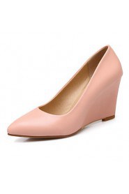 Women's Shoes Leatherette Wedge Heel Wedges / Pointed Toe Heels Casual Pink / Purple / White / Beige