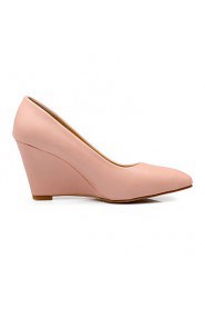 Women's Shoes Leatherette Wedge Heel Wedges / Pointed Toe Heels Casual Pink / Purple / White / Beige