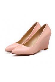 Women's Shoes Leatherette Wedge Heel Wedges / Pointed Toe Heels Casual Pink / Purple / White / Beige