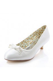 Women's Shoes Silk / Leatherette Low Heel Heels Heels Wedding / Party & Evening / Dress White / Beige