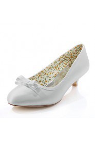 Women's Shoes Silk / Leatherette Low Heel Heels Heels Wedding / Party & Evening / Dress White / Beige