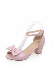 Women's Shoes Leatherette Chunky Heel Peep Toe Sandals Outdoor / Office & Career / Party & Evening Blue / Pink / White