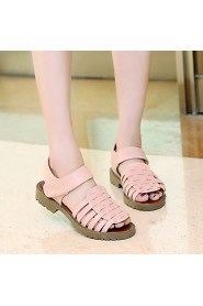 Women's Shoes Leatherette Chunky Heel Peep Toe Sandals Outdoor / Office & Career / Party & Evening Pink / White / Gray