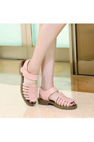 Women's Shoes Leatherette Chunky Heel Peep Toe Sandals Outdoor / Office & Career / Party & Evening Pink / White / Gray