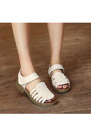 Women's Shoes Leatherette Chunky Heel Peep Toe Sandals Outdoor / Office & Career / Party & Evening Pink / White / Gray