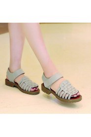 Women's Shoes Leatherette Chunky Heel Peep Toe Sandals Outdoor / Office & Career / Party & Evening Pink / White / Gray