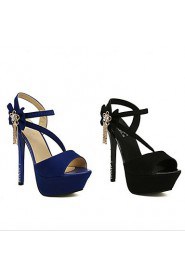 Women's Shoes Faux Stiletto Heel Heels/Peep Toe/Platform Sandals Party & Evening/Dress Black/Blue