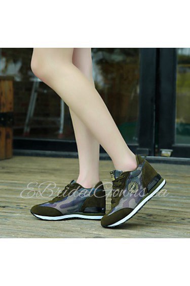 Women's Shoes Fur / Tulle Wedge Heel Wedges Fashion Sneakers Outdoor / Athletic / Casual Blue / Green