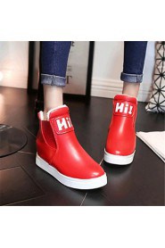 Women's Shoes Leatherette Wedge Heel Fashion Boots Boots Outdoor / Casual Black / Red / White