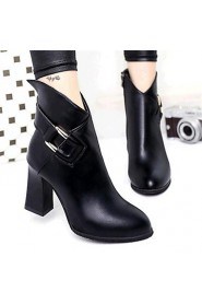 Women's Shoes Leatherette Chunky Heel Fashion Boots / Combat Boots Boots Outdoor / Casual Black / Red