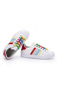 Women's Shoes Leather Flat Heel Comfort Fashion Sneakers Casual White