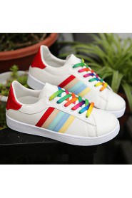 Women's Shoes Leather Flat Heel Comfort Fashion Sneakers Casual White