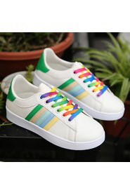 Women's Shoes Leather Flat Heel Comfort Fashion Sneakers Casual White