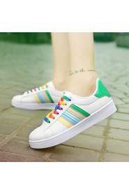 Women's Shoes Leather Flat Heel Comfort Fashion Sneakers Casual White