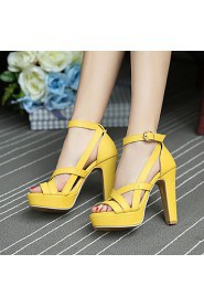 Women's Shoes Chunky Heel Heels / Peep Toe / Platform Sandals Wedding / Party & Evening / Dress Yellow / Pink / White