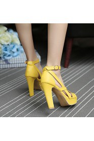 Women's Shoes Chunky Heel Heels / Peep Toe / Platform Sandals Wedding / Party & Evening / Dress Yellow / Pink / White